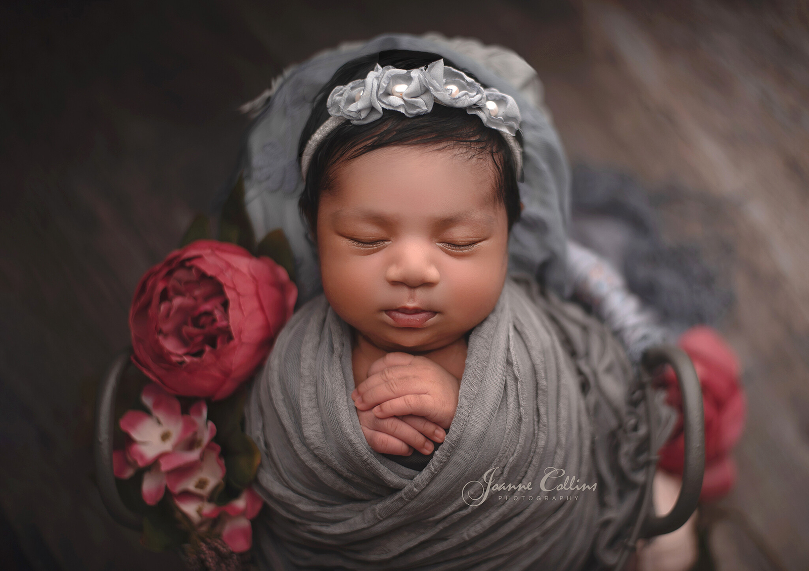 newborn photographer sittingbourne baby girl 9 days new in beautiful winter colours