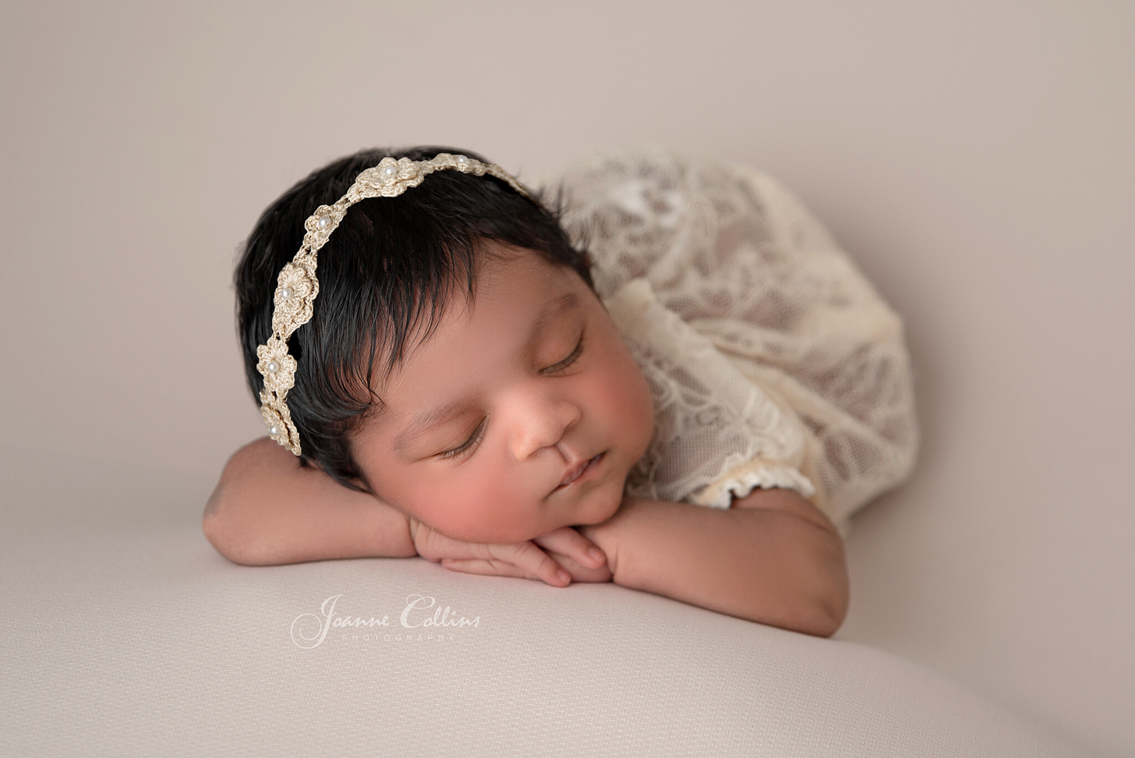 newborn photographer sittingbourne baby girl 9 days new in cute dress
