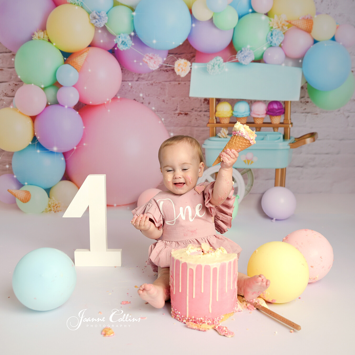 1st birthday ice cream girls cake smash photoshoot sittingbourne kent