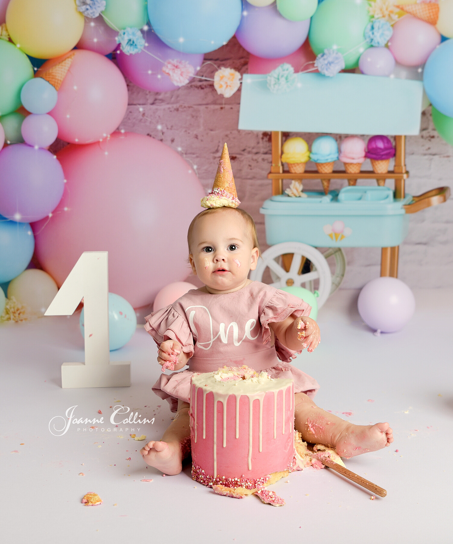 1st birthday ice cream girls cake smash photoshoot sittingbourne kent