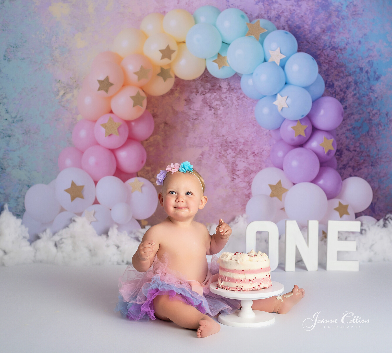 girls rainbow cake smash photoshoot maidstone kent