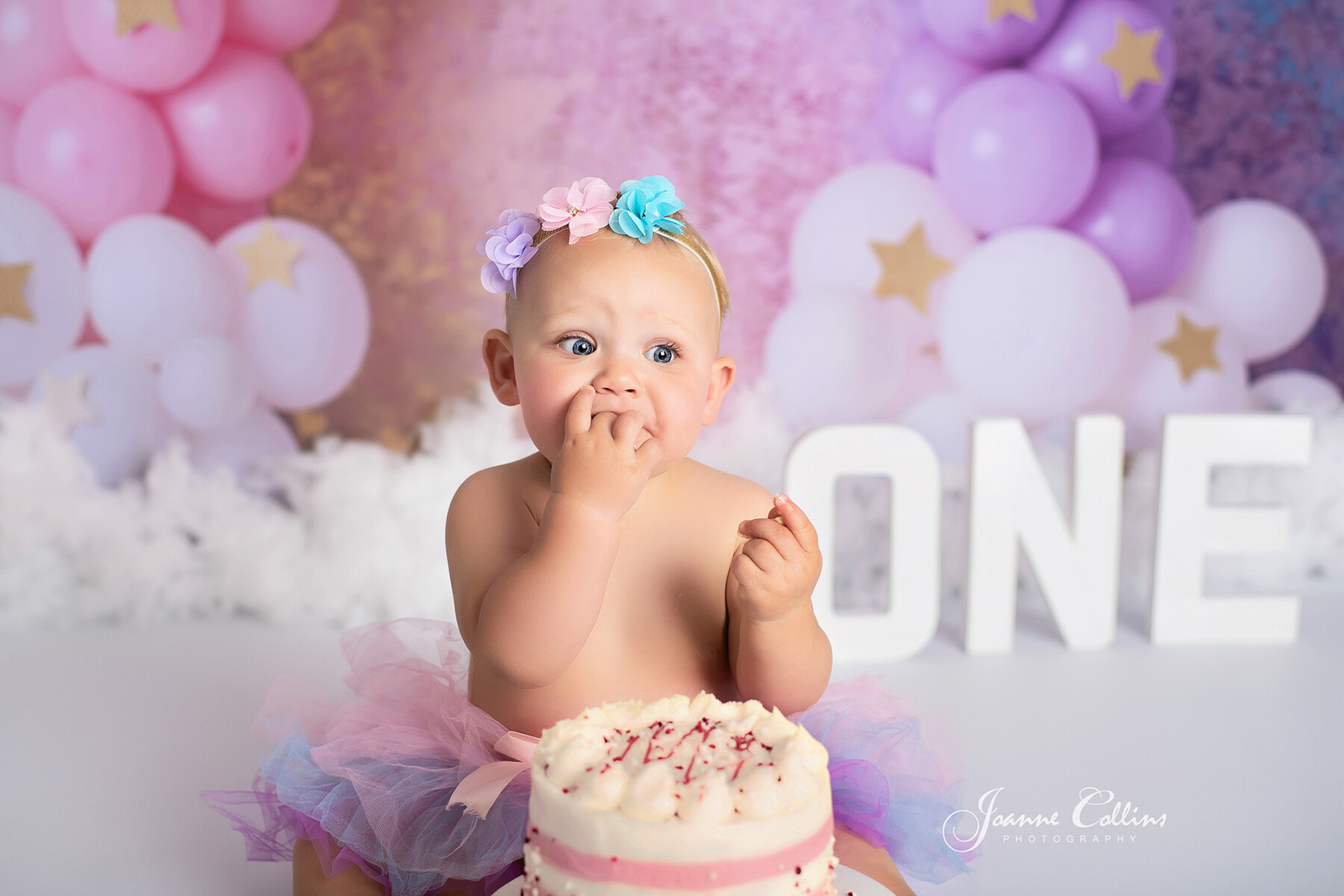 girls rainbow cake smash photoshoot maidstone kent