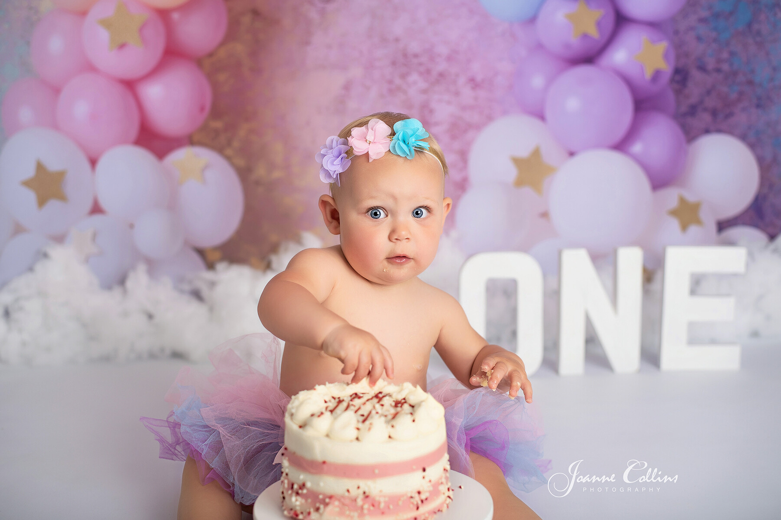 girls rainbow cake smash photoshoot maidstone kent