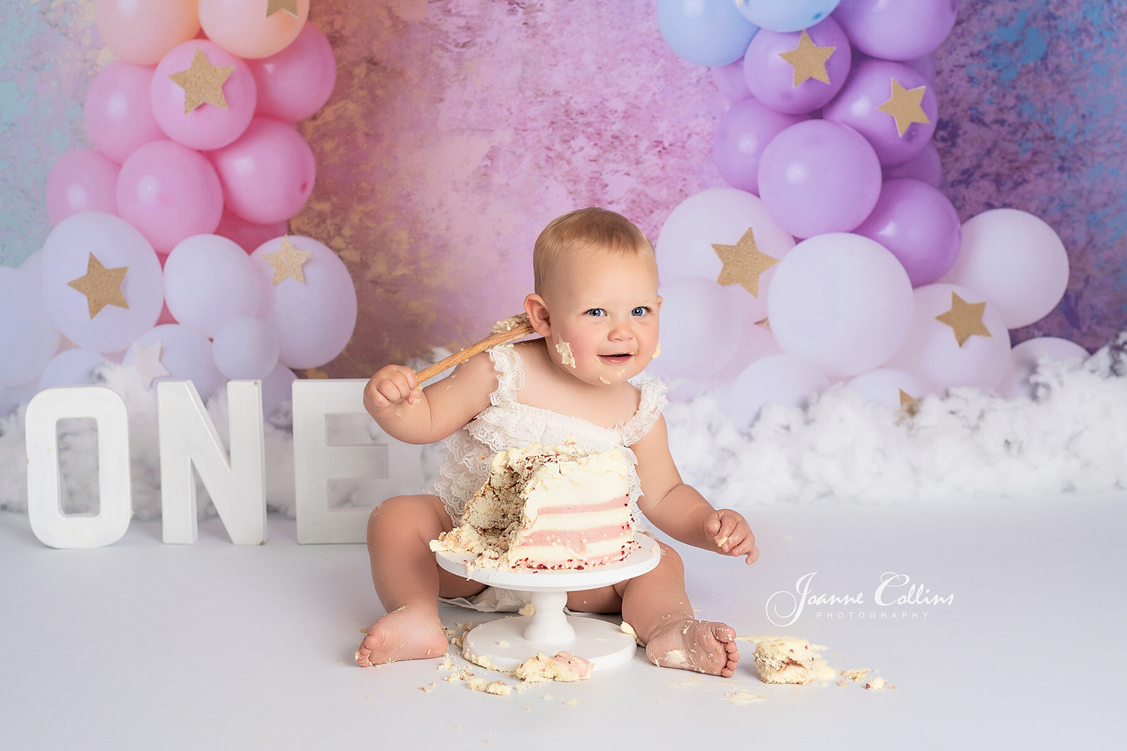 girls rainbow cake smash photoshoot maidstone kent