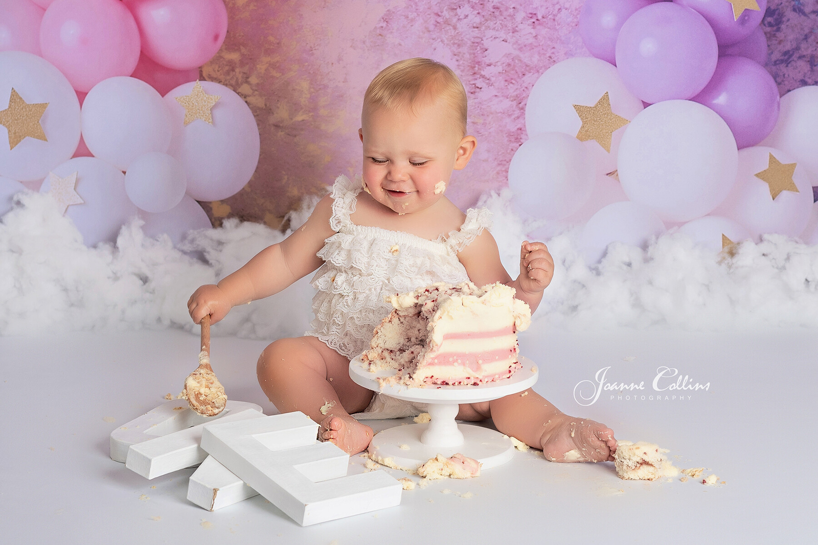 girls rainbow cake smash photoshoot maidstone kent