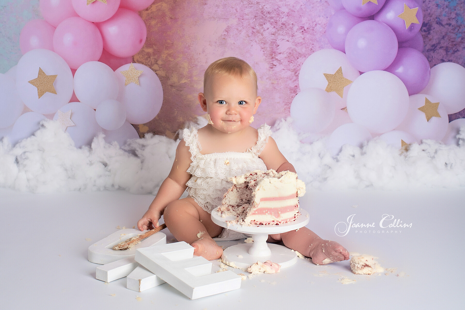 girls rainbow cake smash photoshoot maidstone kent