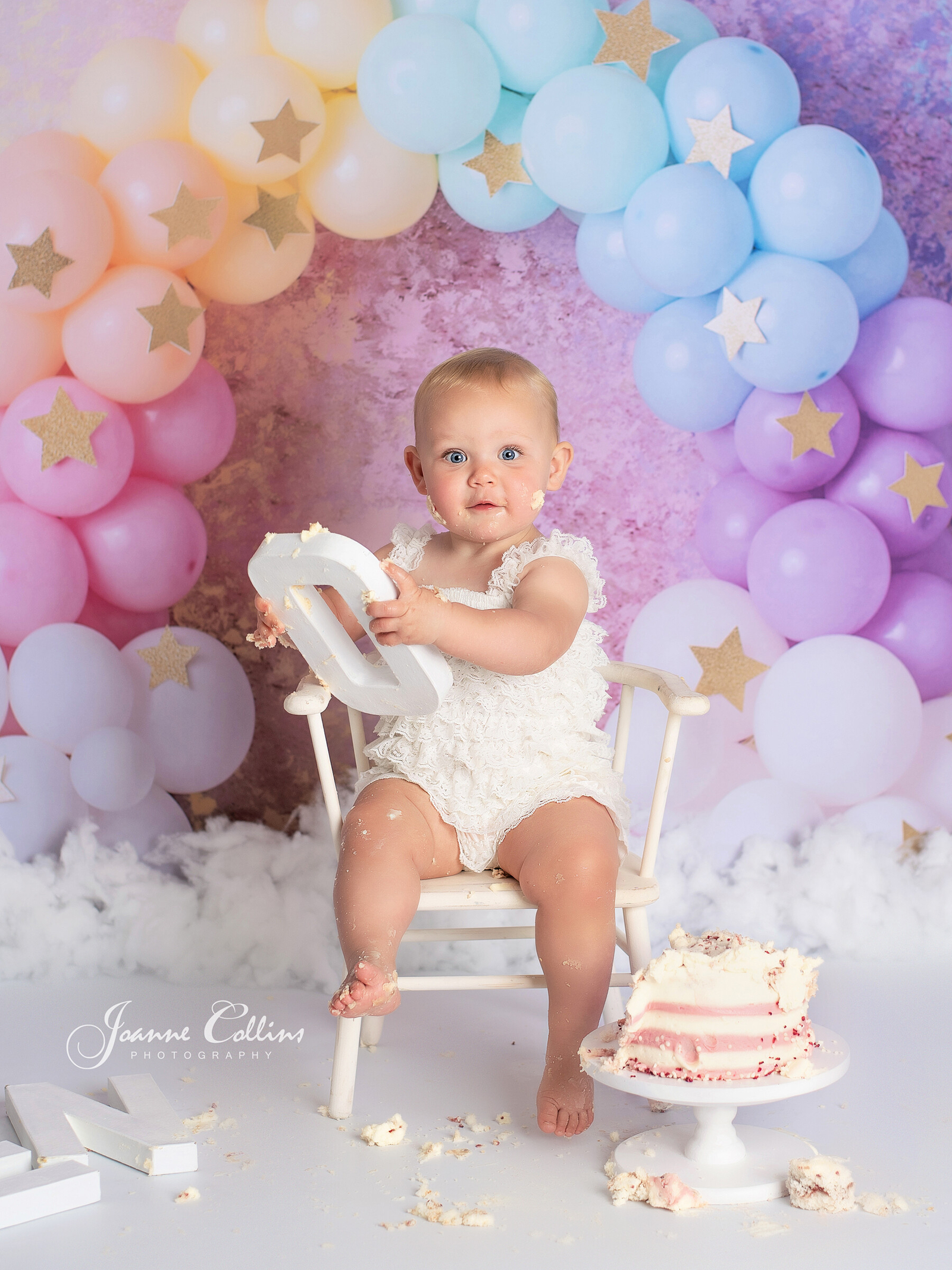 girls rainbow cake smash photoshoot maidstone kent