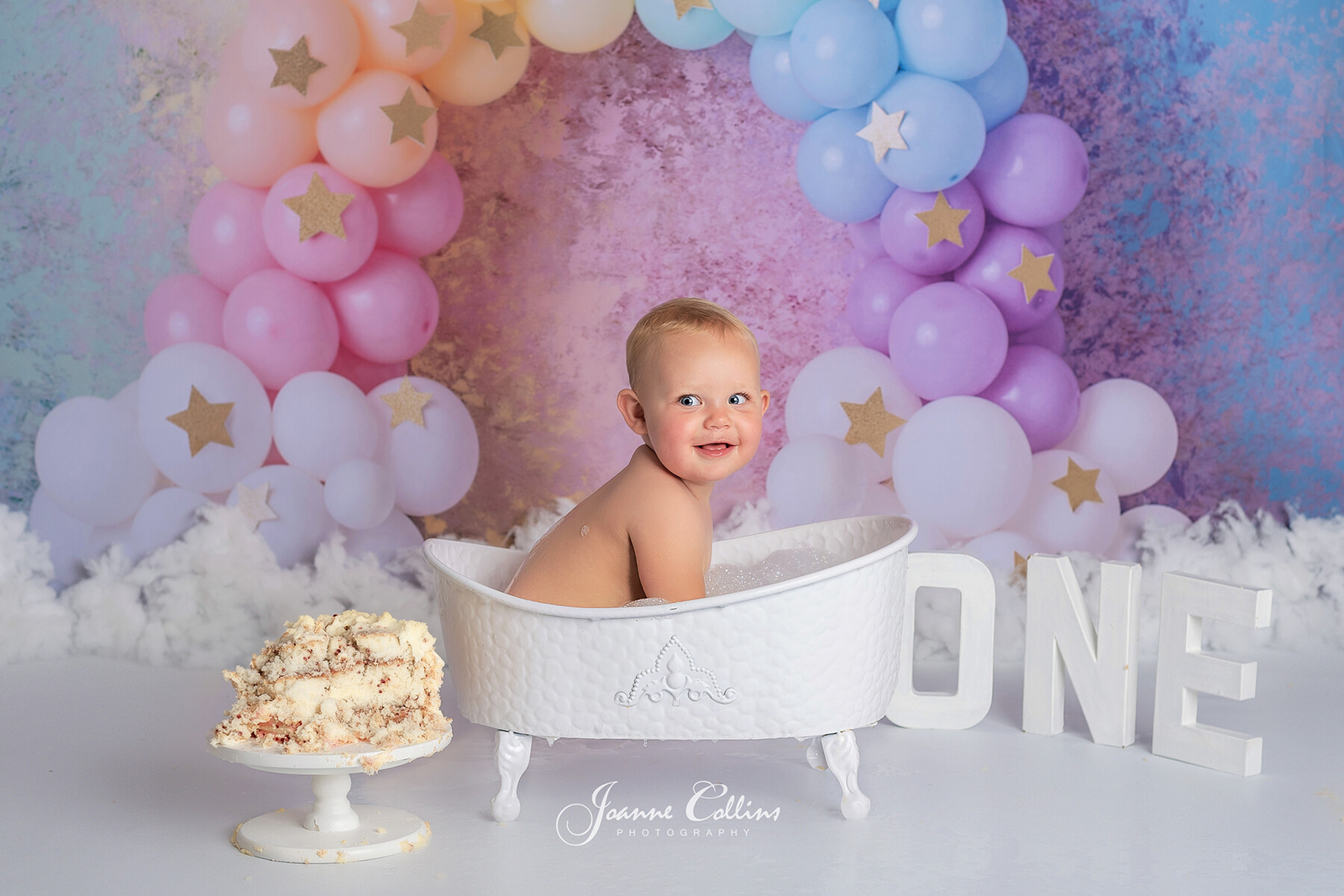 girls rainbow cake smash photoshoot maidstone kent